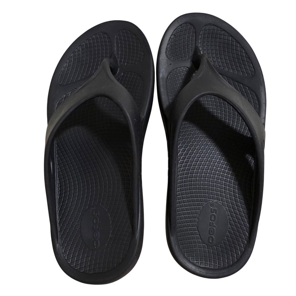 OOFOS Recovery Sandals Unisex Mens 8 Womens 10 Black Flip Flop Comfort - Picture 4 of 7